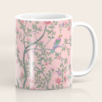 Chinoiserie Pink Fresco Floral Garden Birds Oriental Botanical Coffee Mug Gallery Image 1