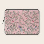 Chinoiserie Pink Fresco Floral Garden Birds Oriental Botanical Laptop Sleeve Gallery Image 1