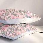 Chinoiserie Pink Fresco Floral Garden Birds Oriental Botanical Pillow Sham Gallery Image 3