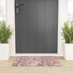 Chinoiserie Pink Fresco Floral Garden Birds Oriental Botanical Welcome Mat Gallery Image 3