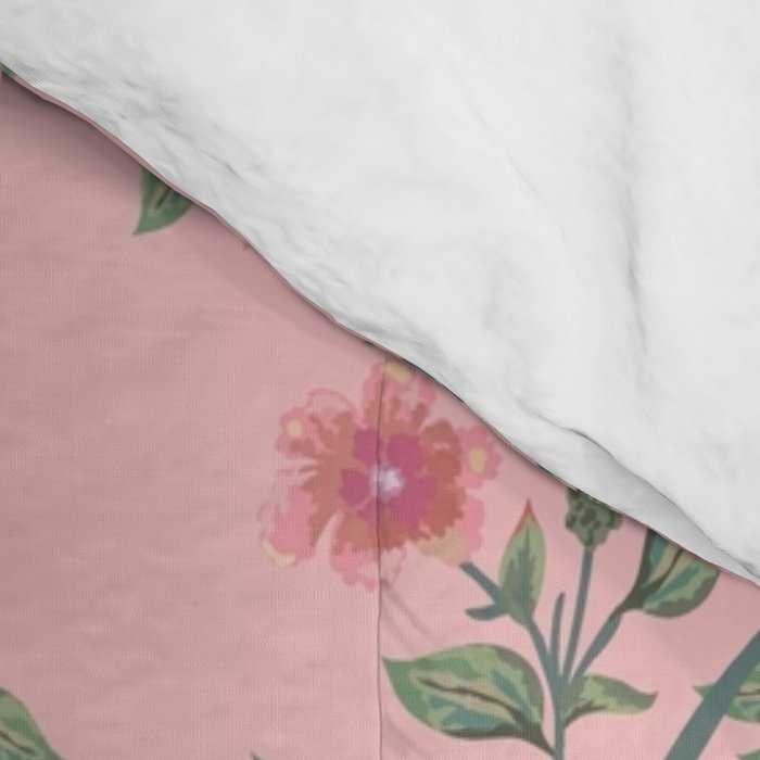 Chinoiserie Pink Fresco Floral Garden Birds Oriental Botanical Comforter Gallery Image 4