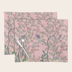 Chinoiserie Pink Fresco Floral Garden Birds Oriental Botanical Placemat Gallery Image 1