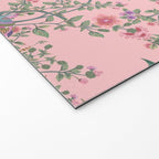 Chinoiserie Pink Fresco Floral Garden Birds Oriental Botanical Welcome Mat Gallery Image 2
