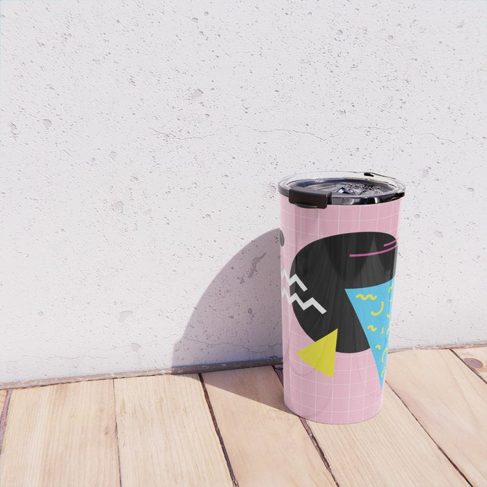 Memphis pattern 63 - 80s / 90s Retro Travel Mug Gallery Image 4