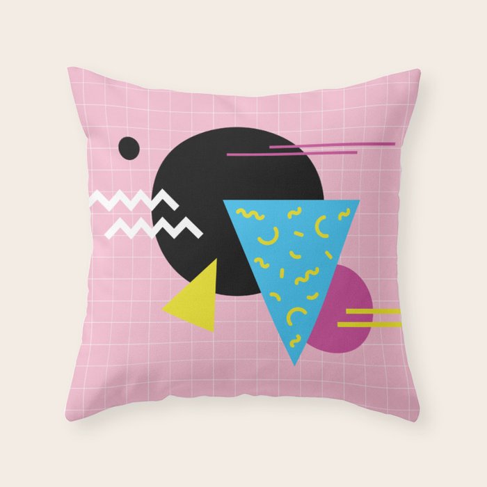 Memphis pattern 63 - 80s / 90s Retro Throw Pillow Gallery Image 1