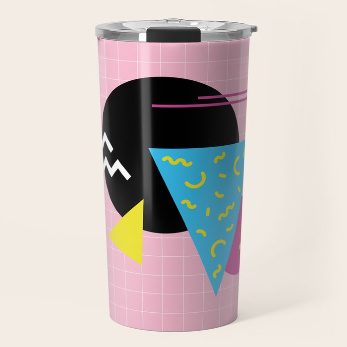 Memphis pattern 63 - 80s / 90s Retro Travel Mug Gallery Image 1