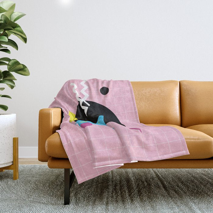 Memphis pattern 63 - 80s / 90s Retro Throw Blanket Gallery Image 1