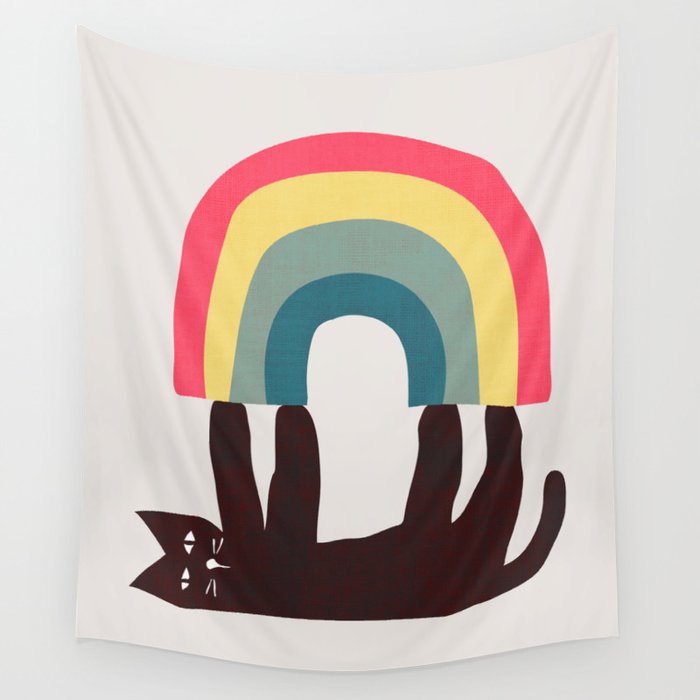 Cat with rainbow Wall Tapestry Gallery Image 4