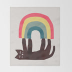 Cat with rainbow Throw Blanket Gallery Image 2