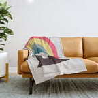 Cat with rainbow Throw Blanket Gallery Image 1