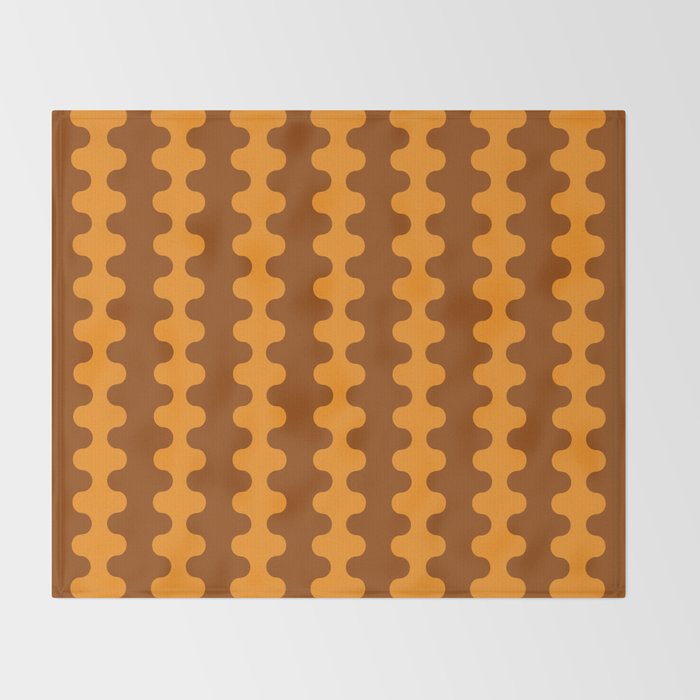 Retro 70s Mid Century Ogee A-Go-Go Wobbly Vertical Stripes Brown and Orange Throw Blanket Gallery Image 2