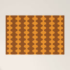 Retro 70s Mid Century Ogee A-Go-Go Wobbly Vertical Stripes Brown and Orange Welcome Mat Gallery Image 1