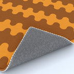 Retro 70s Mid Century Ogee A-Go-Go Wobbly Vertical Stripes Brown and Orange Rug Gallery Image 4