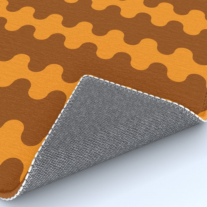Retro 70s Mid Century Ogee A-Go-Go Wobbly Vertical Stripes Brown and Orange Rug Gallery Image 4