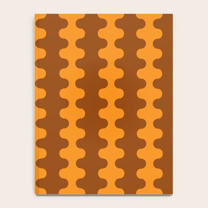 Retro 70s Mid Century Ogee A-Go-Go Wobbly Vertical Stripes Brown and Orange Notebook Gallery Image 4