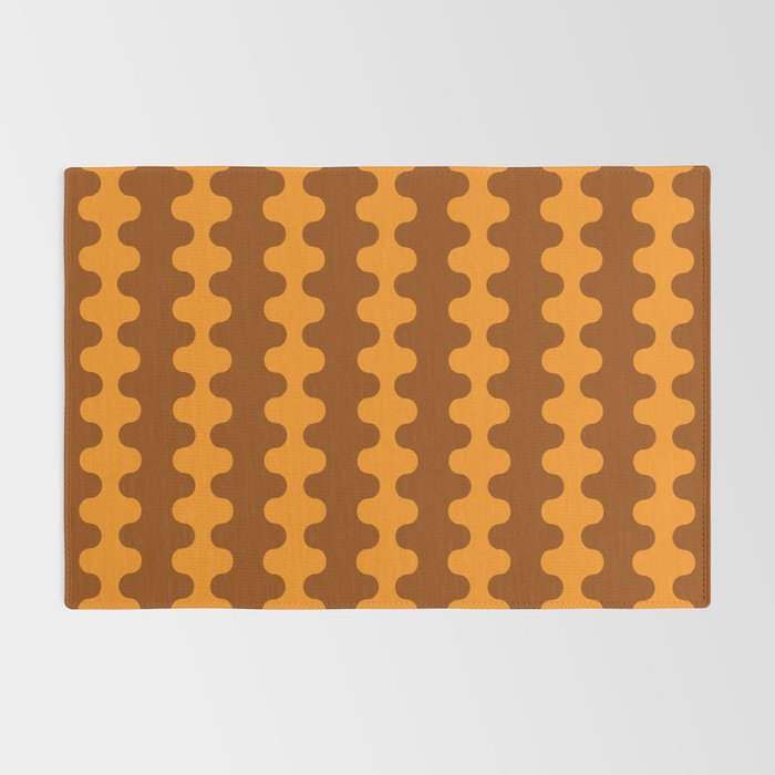 Retro 70s Mid Century Ogee A-Go-Go Wobbly Vertical Stripes Brown and Orange Rug Gallery Image 2