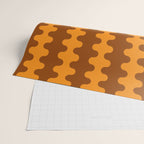 Retro 70s Mid Century Ogee A-Go-Go Wobbly Vertical Stripes Brown and Orange Wrapping Paper Gallery Image 2