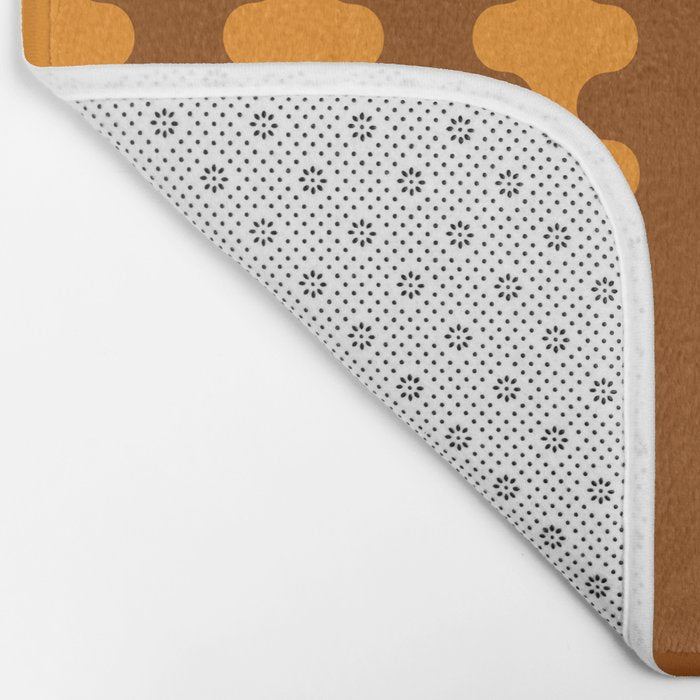Retro 70s Mid Century Ogee A-Go-Go Wobbly Vertical Stripes Brown and Orange Bath Mat Gallery Image 2
