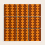 Retro 70s Mid Century Ogee A-Go-Go Wobbly Vertical Stripes Brown and Orange Wood Wall Art Gallery Image 1