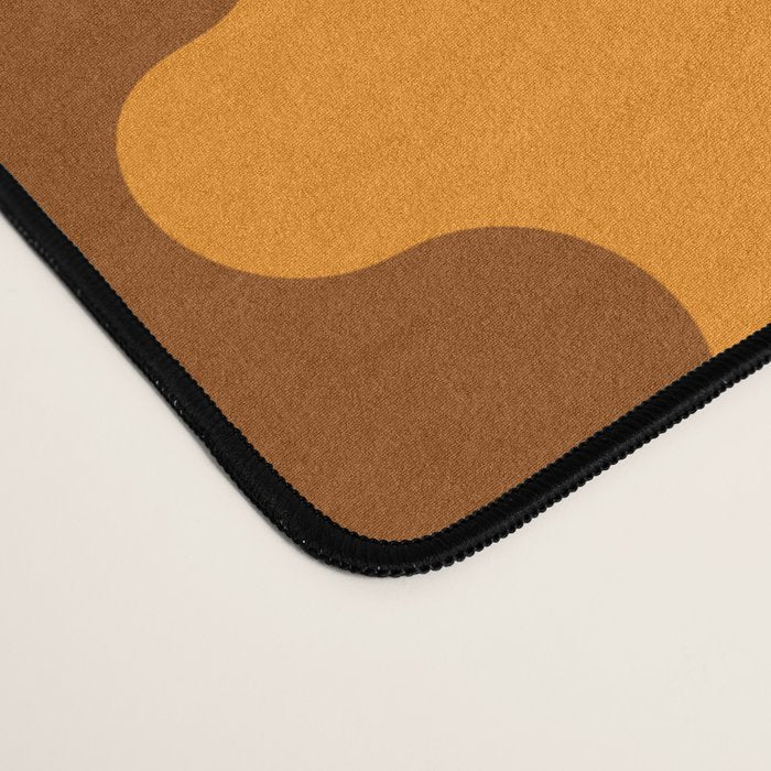 Retro 70s Mid Century Ogee A-Go-Go Wobbly Vertical Stripes Brown and Orange Desk Mat Gallery Image 4