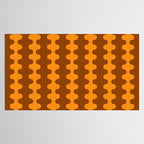 Retro 70s Mid Century Ogee A-Go-Go Wobbly Vertical Stripes Brown and Orange Tablecloth Gallery Image 2