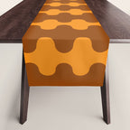 Retro 70s Mid Century Ogee A-Go-Go Wobbly Vertical Stripes Brown and Orange Table Runner Gallery Image 1