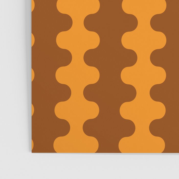 Retro 70s Mid Century Ogee A-Go-Go Wobbly Vertical Stripes Brown and Orange Poster Gallery Image 3