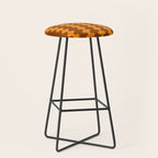 Retro 70s Mid Century Ogee A-Go-Go Wobbly Vertical Stripes Brown and Orange Stool Gallery Image 1