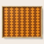 Retro 70s Mid Century Ogee A-Go-Go Wobbly Vertical Stripes Brown and Orange Serving Tray Gallery Image 1