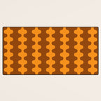 Retro 70s Mid Century Ogee A-Go-Go Wobbly Vertical Stripes Brown and Orange Desk Mat Gallery Image 3