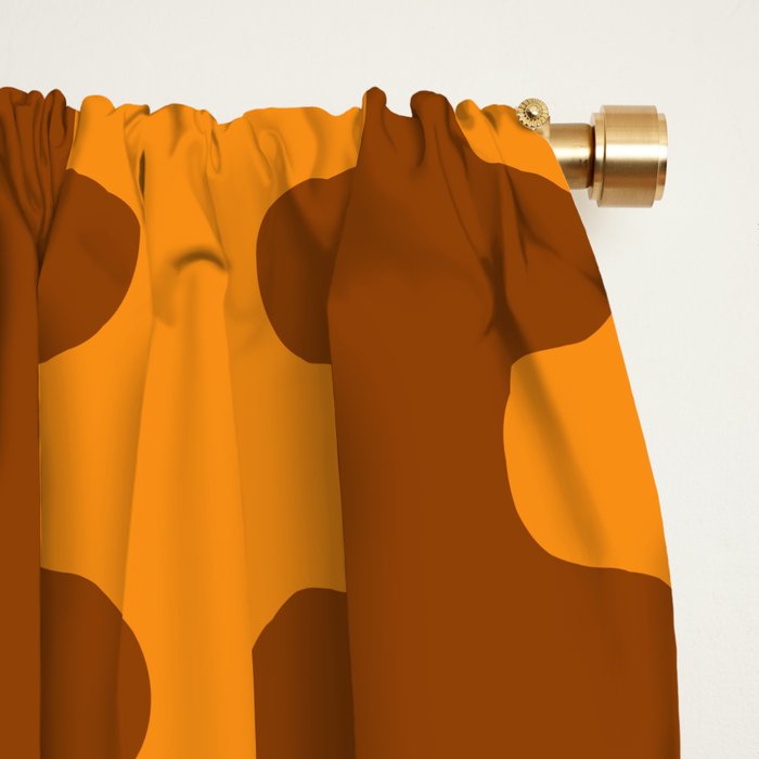 Retro 70s Mid Century Ogee A-Go-Go Wobbly Vertical Stripes Brown and Orange Window Curtain Gallery Image 2