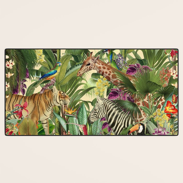 Vintage Tropical Eden on Yellow Desk Mat Gallery Image 3