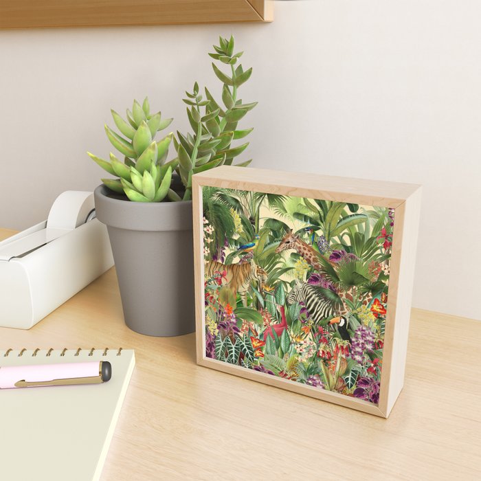 Vintage Tropical Eden on Yellow Mini Art Print Gallery Image 2