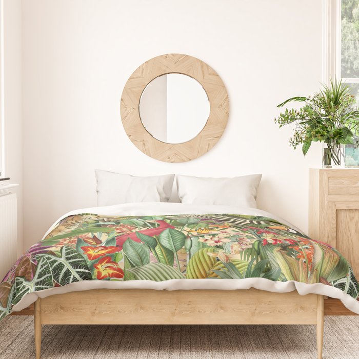 Vintage Tropical Eden on Yellow Duvet Cover Gallery Image 3