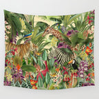 Vintage Tropical Eden on Yellow Wall Tapestry Gallery Image 4