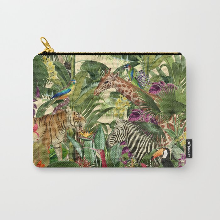 Vintage Tropical Eden on Yellow Carry All Pouch Gallery Image 1