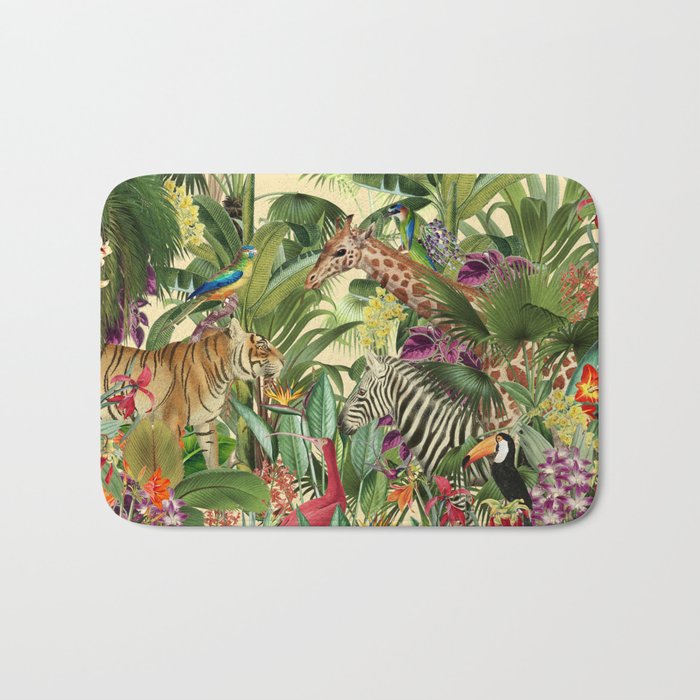 Vintage Tropical Eden on Yellow Bath Mat Gallery Image 1