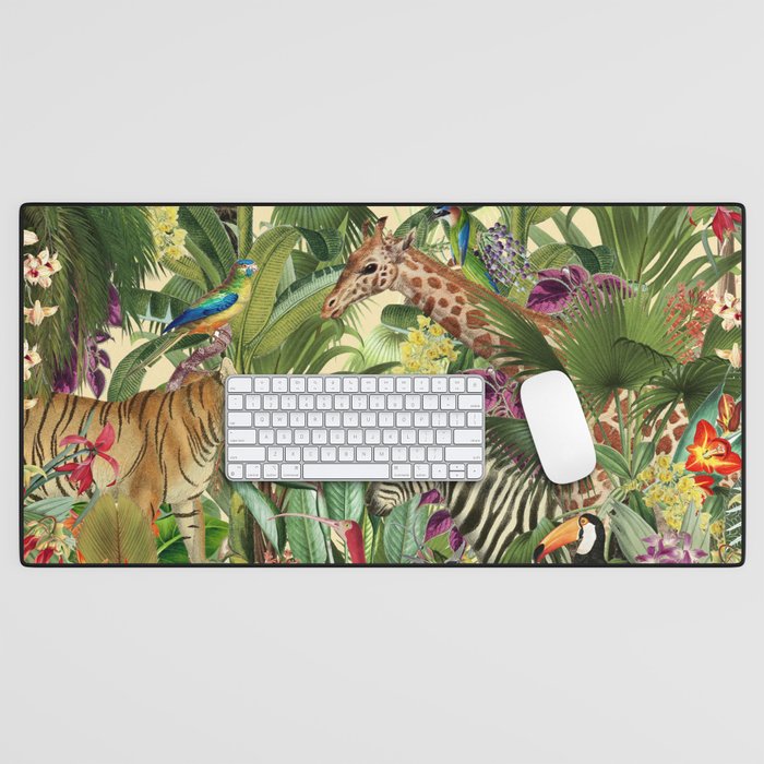 Vintage Tropical Eden on Yellow Desk Mat Gallery Image 1