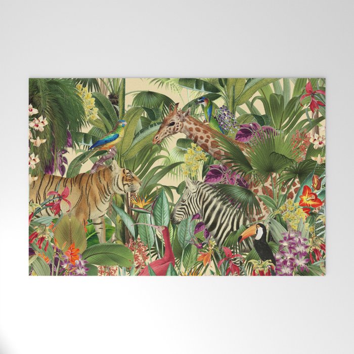 Vintage Tropical Eden on Yellow Welcome Mat Gallery Image 1