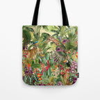 Vintage Tropical Eden on Yellow Tote Bag Gallery Image 1