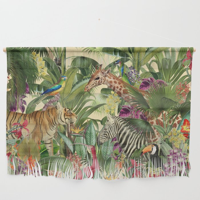 Vintage Tropical Eden on Yellow Wall Hanging Gallery Image 1