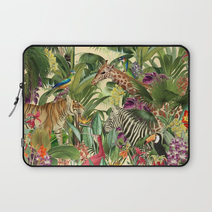 Vintage Tropical Eden on Yellow Laptop Sleeve Gallery Image 1