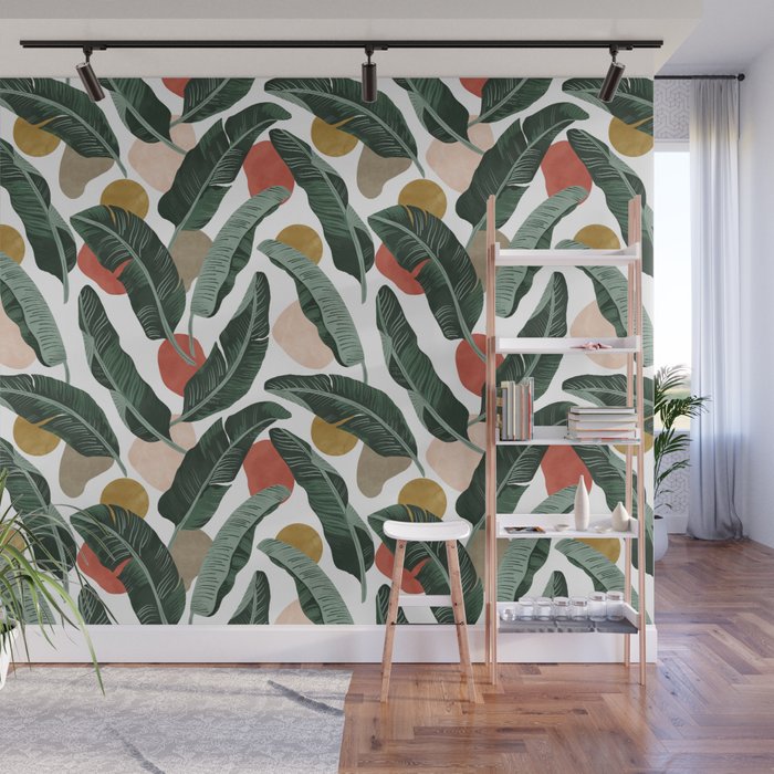Modern banana leaf Wall Mural Gallery Image 1