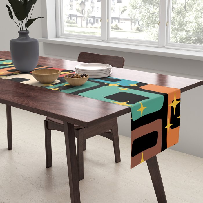 Retro Mid Century Modern Abstract Pattern 223 Table Runner Gallery Image 2