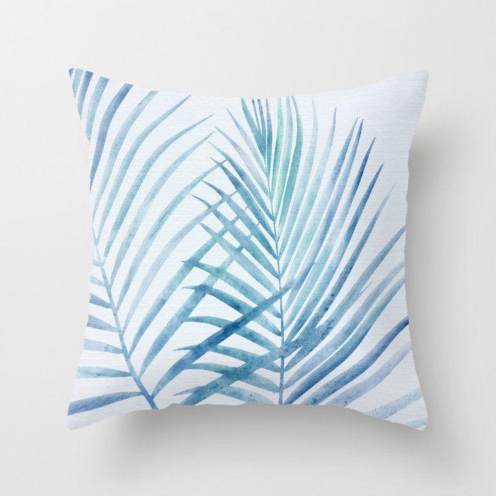 Coastal Palms Watercolor Throw Pillow Gallery Image 1