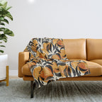 Peaches - marigold & black Throw Blanket Gallery Image 1