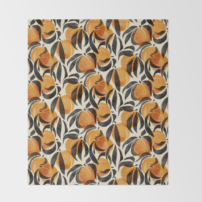 Peaches - marigold & black Throw Blanket Gallery Image 2
