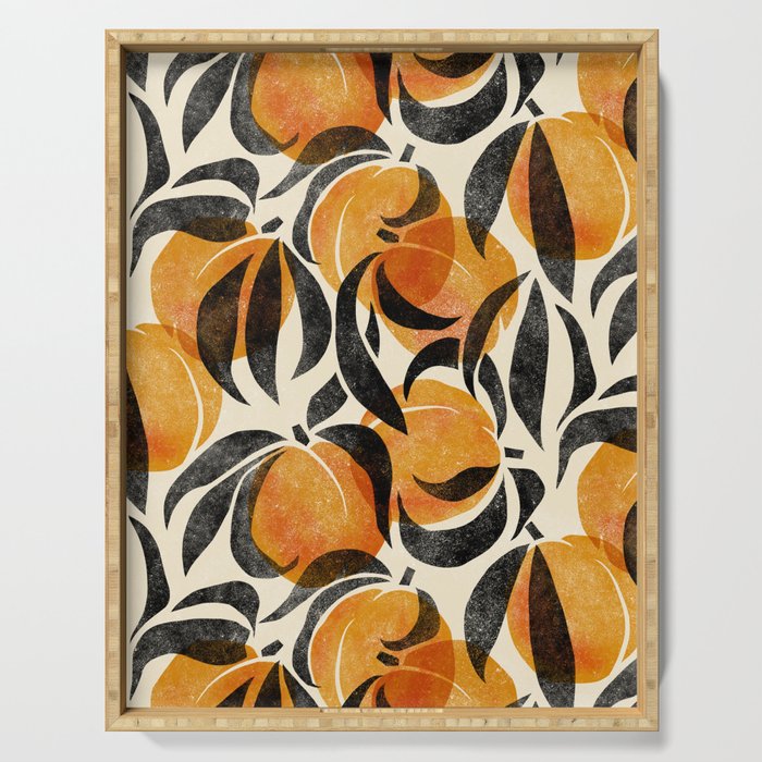 Peaches - marigold & black Serving Tray Gallery Image 1