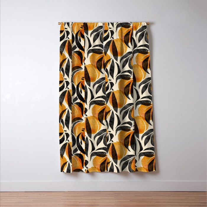 Peaches - marigold & black Window Curtain Gallery Image 3