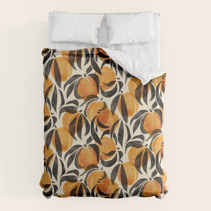 Peaches - marigold & black Duvet Cover Gallery Image 6